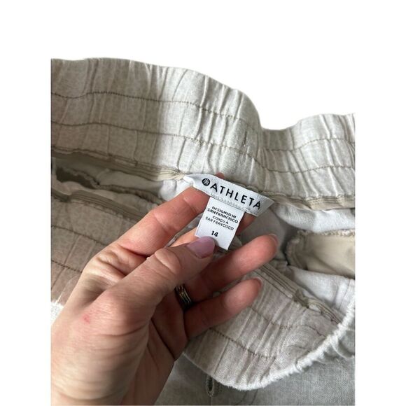 Athleta Cabo Tide Linen size 14 Cream Pull On Drawstring - Picture 6 of 12